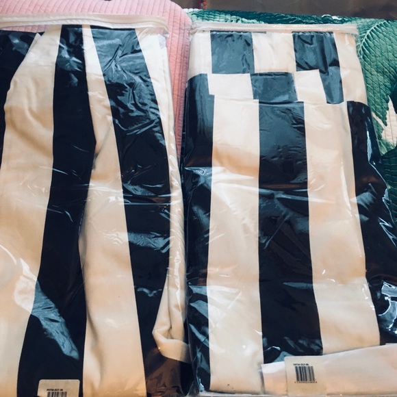 NW BLACK & WHITE STRIPE COTTON TWILL CURTAIN 96” - Picture 3 of 6